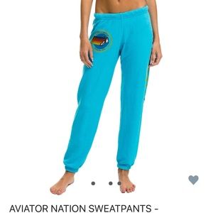blue aviator nation logo sweatpants